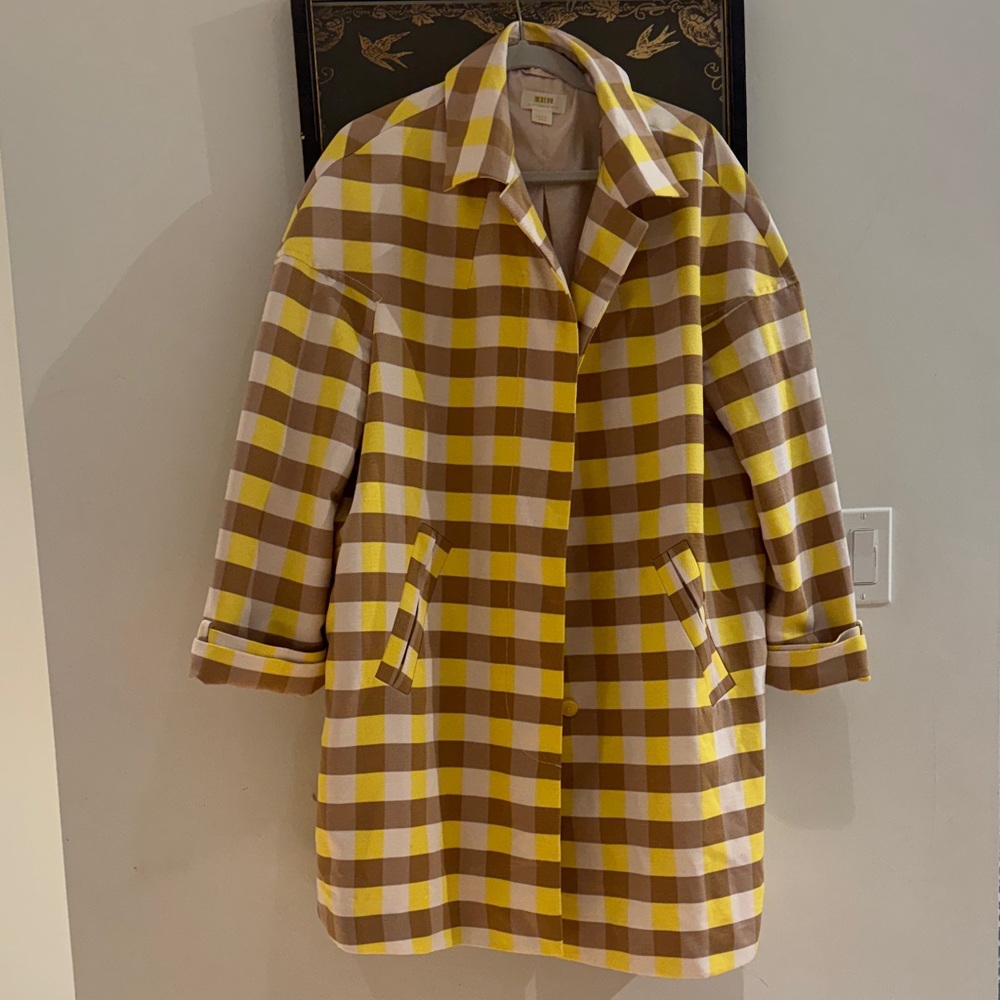 Anthropologie Yellow and Brown Plaid Blazer